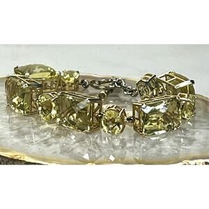 Sterling Silver 12mm Lemon Citrine Gold Plated Cage Link Bracelet 29g- 7.5”